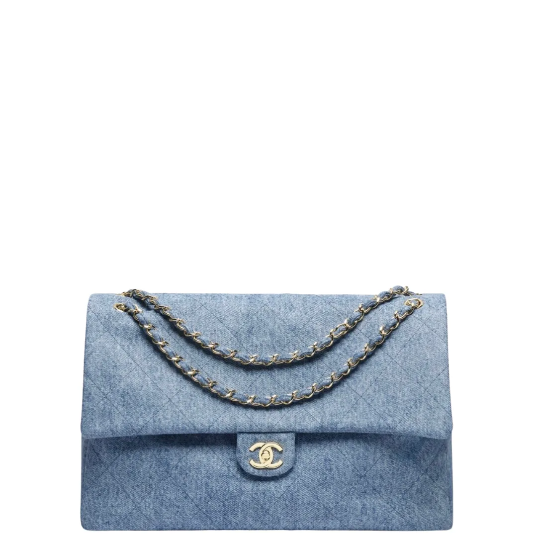 Chanel Maxi Flap · Washed Denim, Blue