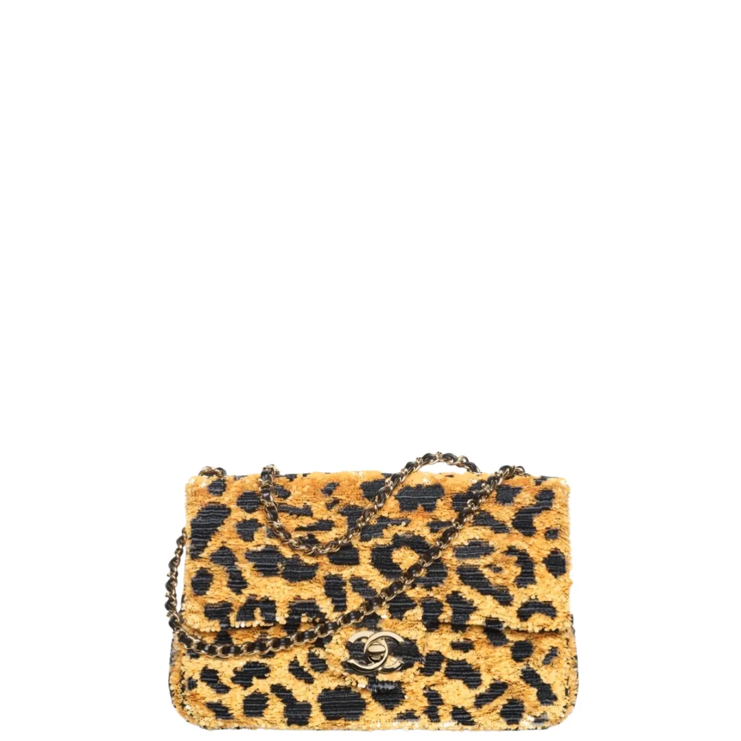 Chanel Small Flap · Sequins, Orange & Black